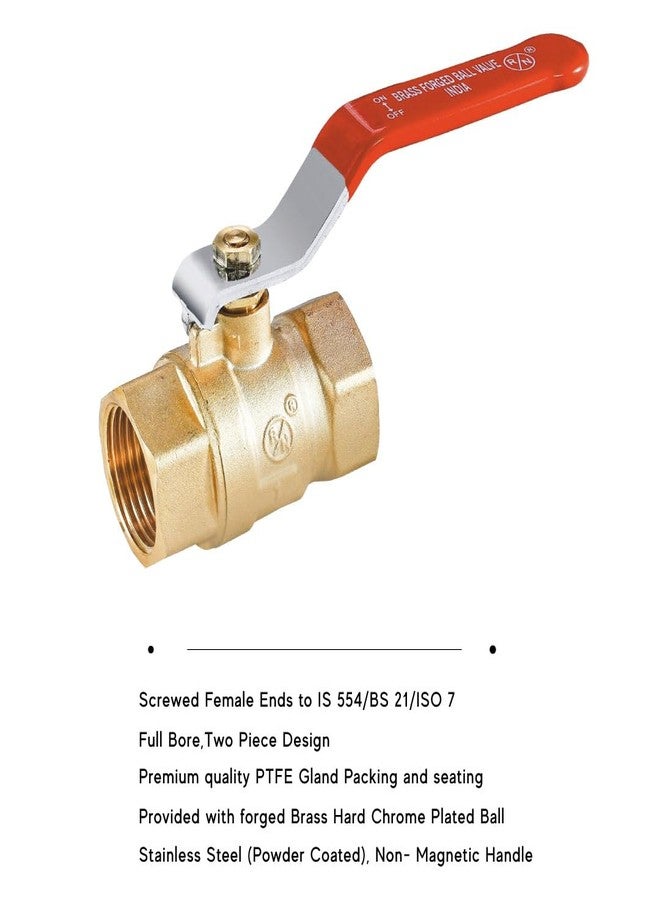 R. N. RN Forged Brass Ball Valve 2" Inch (50mm) Nickel Plated Valve for Water Fiting Treatment Equipment, RNBV171050 - Image 3